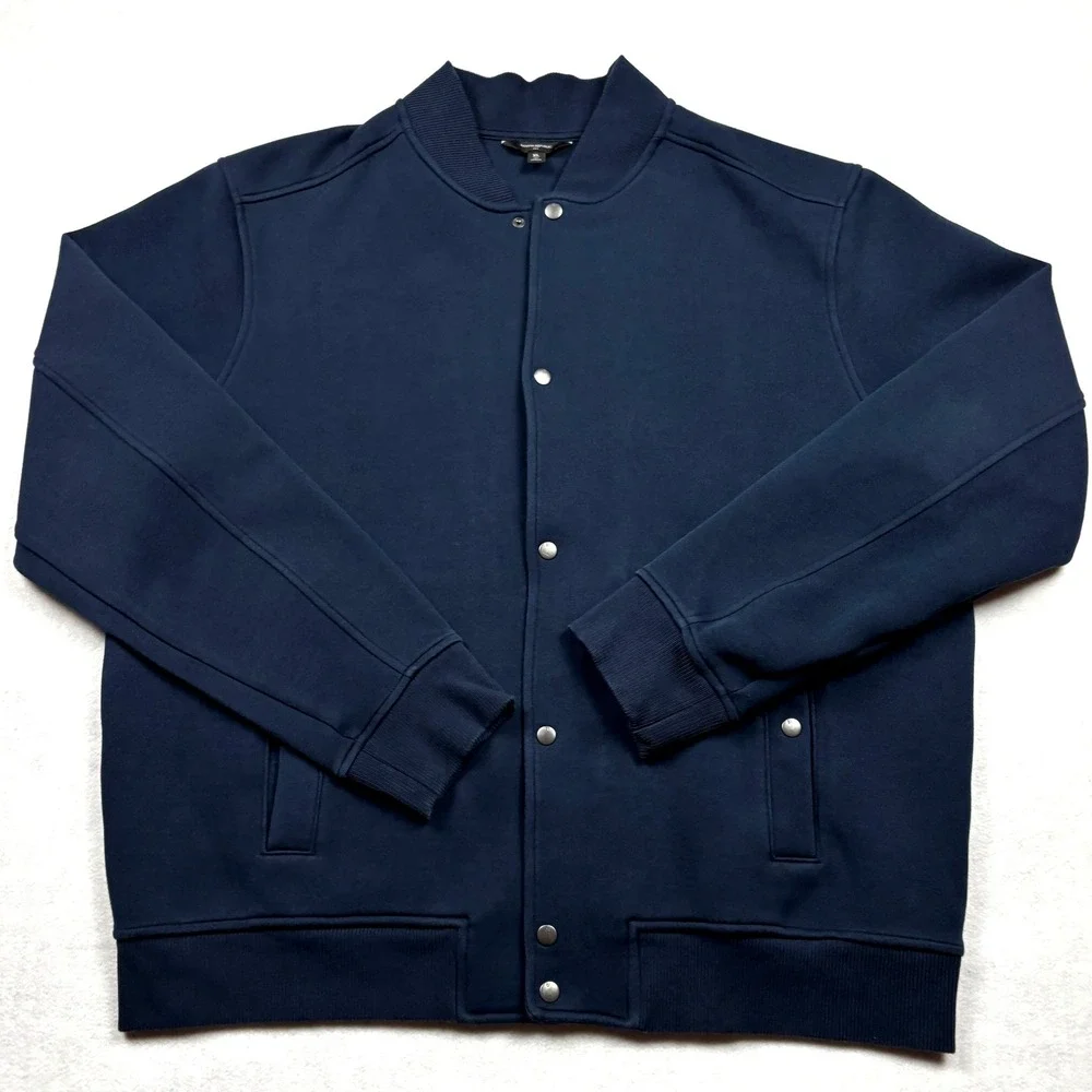 Banana Republic‎ Scuba Bomber Jacket Mens XL Tall Preppy Navy Blue 832224-00